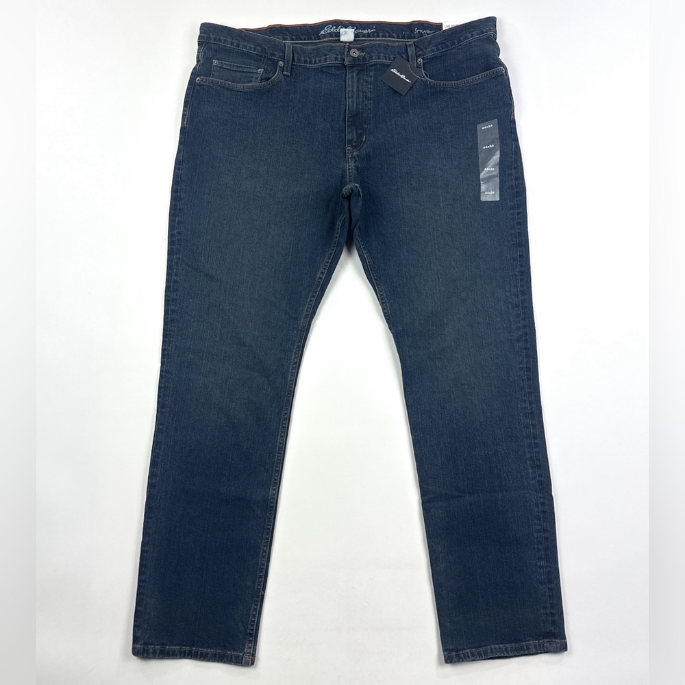 Eddie Bauer H2LOW Flex Straight Leg Mens 44x34 Dark Blue Jeans Stretch Denim